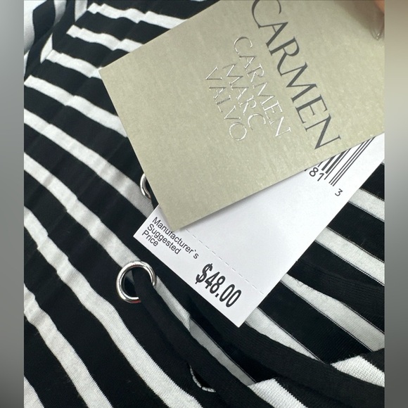 CARMEN MARC VALVO Stripe Lace-up Top Size Small NWT - Picture 2 of 4